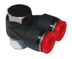 Pneufit C geçmeli bağlantı parçası, branşman adaptörü, dirsek, R1/8, 6mm