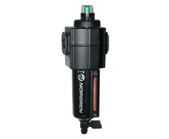 Excelon birleştirici filtre, G1/4, 0,01 µm, manuel tahliye, sıvı seviye göstergeli