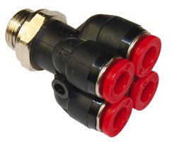 Pneufit C geçmeli bağlantı elemanı, adaptör, dörtlü, G1/8, 4mm