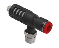 Pneufit C quick exhaust valve with flow control, elbow, G3/8, 12mm