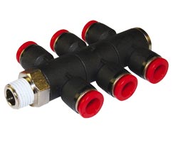 Pneufit C geçmeli bağlantı parçası, 3x üniversal adaptör, tişört, R3/8, 6mm