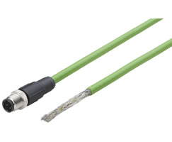 Endüstriyel ethernet kablosu, 4 pin M12 fişli, açık uçlu, 5m kablo