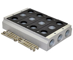 5 yollu vanalar için V53 serisi manifold, 4 istasyon, G1/2