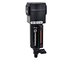 Excelon birleştirici filtre, G1/4, 0,01 µm, manuel tahliye, sıvı seviye göstergeli