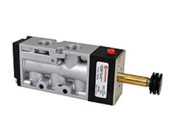 V52 serisi hat içi solenoid valf, G3/8, 5/2, solenoid pilot / yay geri dönüşlü