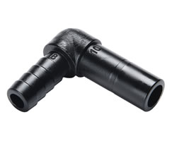 Pneufit D asetal geçmeli bağlantı parçası, gövde, dirsek, 10 mm, 9 mm