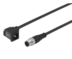 Valf konnektörü, DIN EN 175301-803 Form C konnektör, 3 pin M12 fiş, 5m kablo