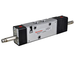 V62 serisi hat içi solenoid valf, G3/8, 2 x 3/2, NC/NC, solenoid pilot / yay ve havalı yay dönüşlü