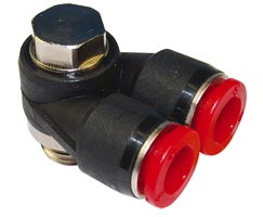 Pneufit C geçmeli bağlantı parçası, dal adaptörü, dirsek, M5, 4 mm