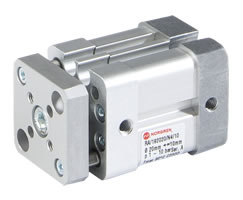 ISO kompakt çift etkili silindir, kılavuzlu, 25 mm çap, 10 mm strok
