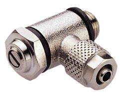 24 series flow regulator (out), banjo, elbow, G1/4, 8mm/6mm