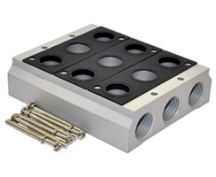 5 yollu vanalar için V53 serisi manifold, 10 istasyon, G1/2