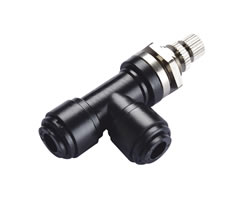 Pneufit D acetal flow regulator, bulkhead, elbow, 10mm