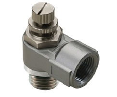 Pneufit 10 flow regulator (out), elbow, G1/8