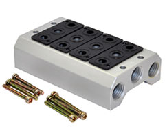 5 yollu vanalar için V50 serisi manifold, 4 istasyon, G1/4