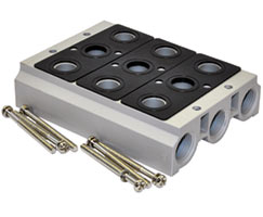 5 yollu vanalar için V52 serisi manifold, 10 istasyon, G3/8