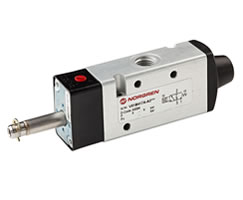 V62 serisi hat içi solenoid valf, G3/8, 3/2, NC, solenoid pilot / havalı yay dönüşlü
