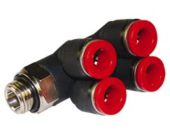 Pneufit C geçmeli bağlantı parçası, 2x branşman adaptörü, dirsek, G3/8, 8mm