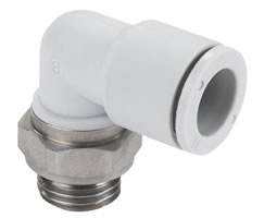 Pneufit E geçmeli bağlantı parçası, döner adaptör, dirsek, G3/8, 10mm