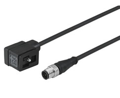 Valf konnektörü, DIN EN 175301-803 Form B konnektör, 3 pin M12 fiş, 1m kablo