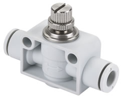 Pneufit E inline flow regulator, straight, 12mm